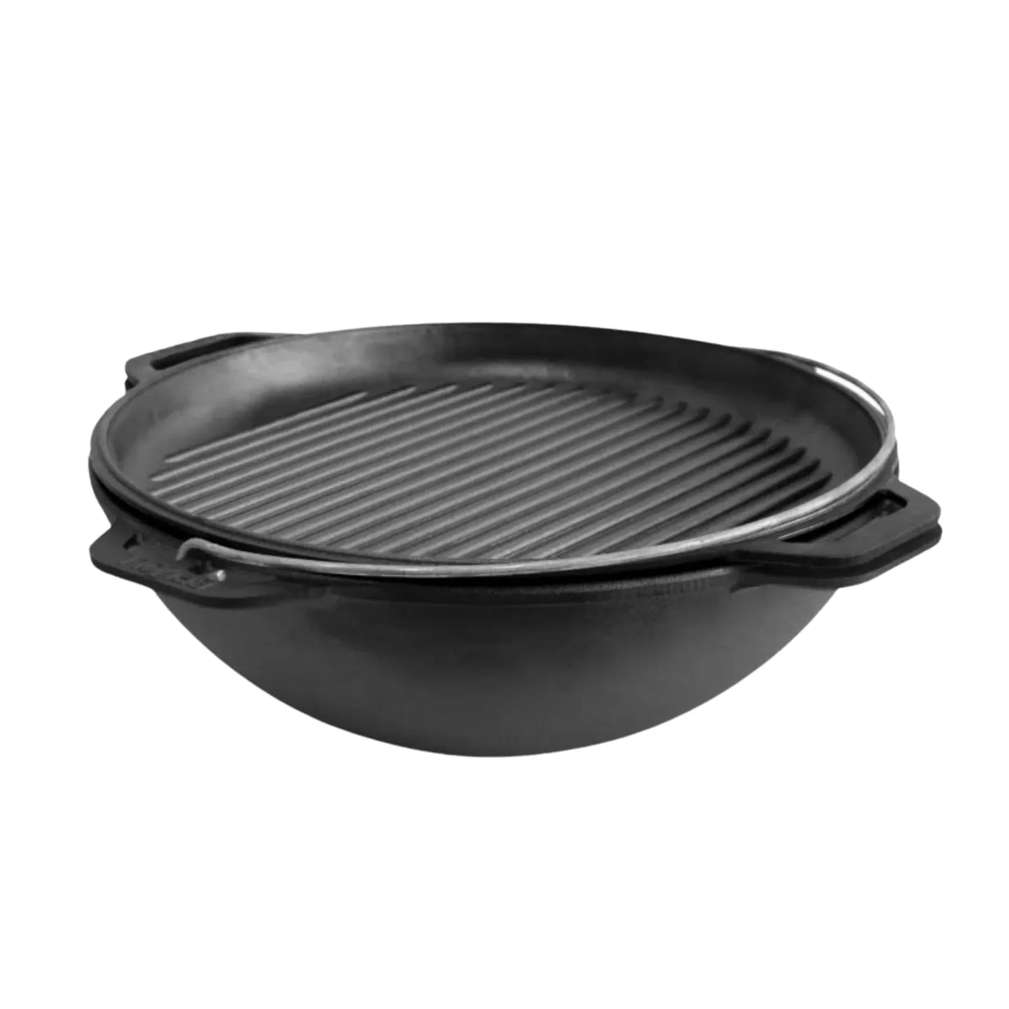 Cast Iron Asian Cauldron with Skillet Grill Lid 12 L