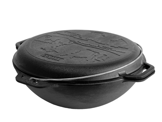 Cast Iron Asian Cauldron with Skillet Lid 12 L