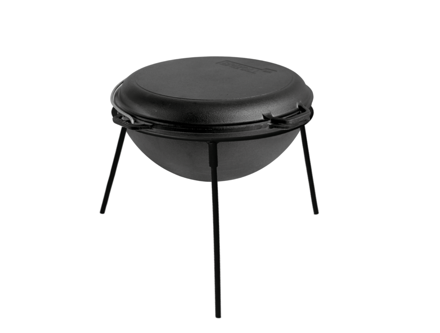 8 L Cast Iron Asian Kazan with Grill Skillet Lid & Metal Stand
