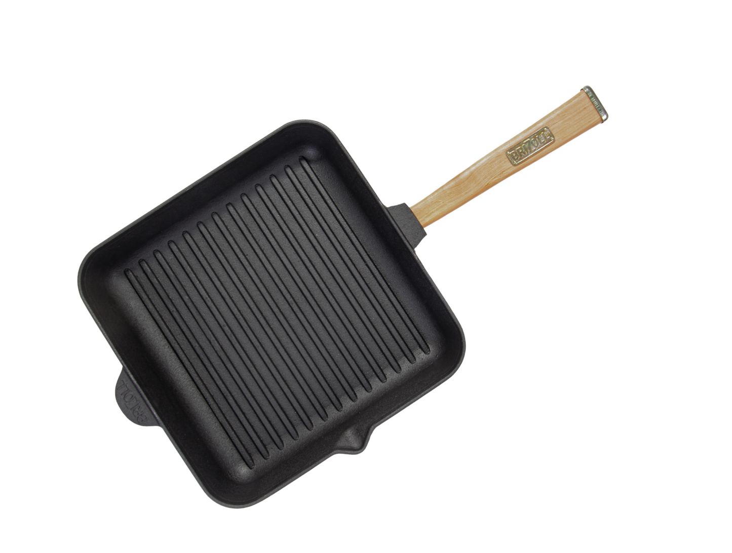 28x28 cm Cast Iron Grill Pan with Removable Wooden Handle 5 cm Depth