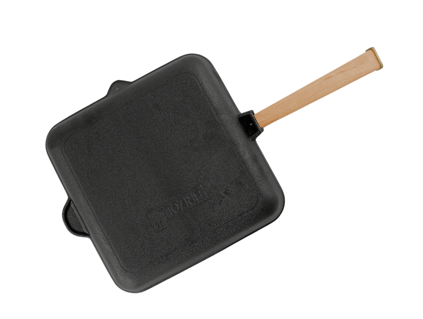 28x28 cm Cast Iron Grill Pan with Removable Wooden Handle 5 cm Depth