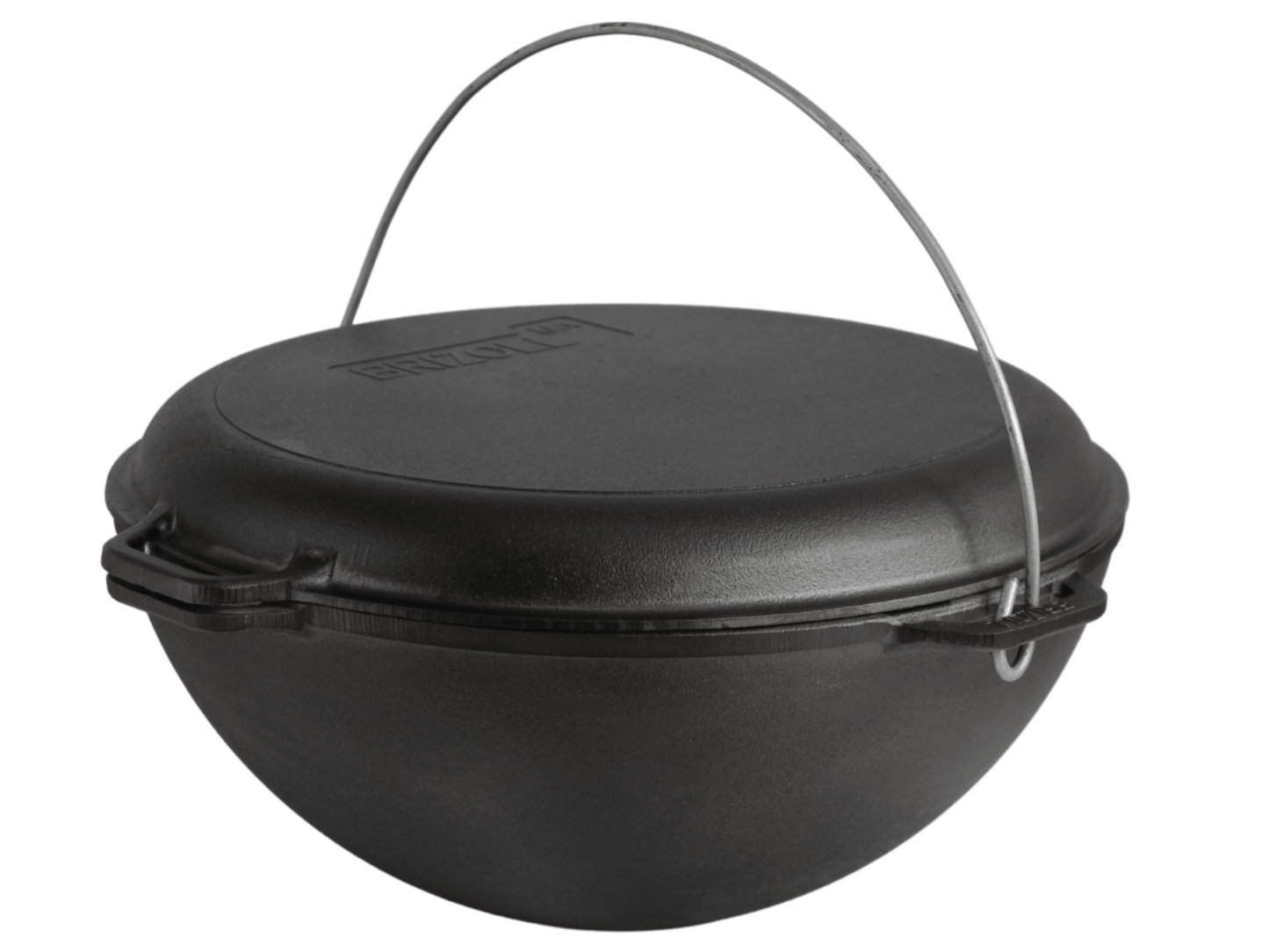 12 L Cast Iron Asian Cauldron with Grill Lid & Metal Stand