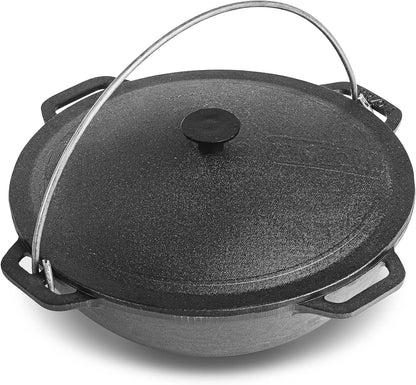8 L Cast Iron Kazan Pot with Heavy Duty Lid - Cauldron