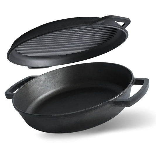36 cm Cast Iron Roaster Pot with Grill Lid