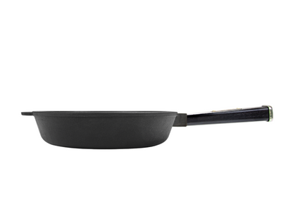 24 cm Cast Iron Skillet with Removable Wooden Handle 6 cm Depth