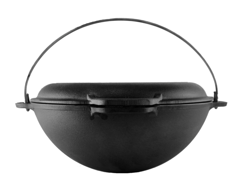 15 L Cast Iron Asian Cauldron with Lid-Frying Pan & Metal Stand