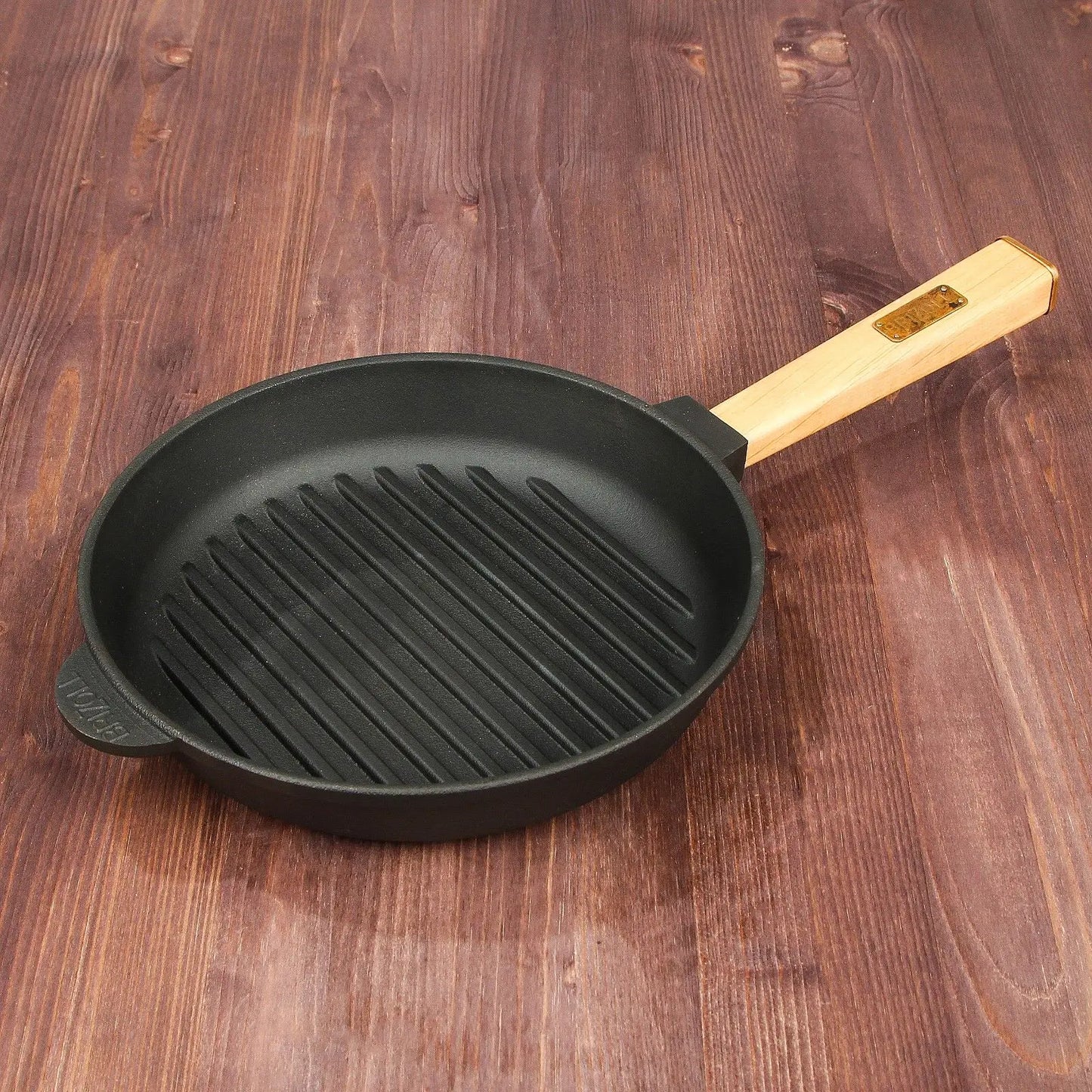 26 cm Cast Iron Grill Pan with Removable Wooden Handle 4 cm Depth