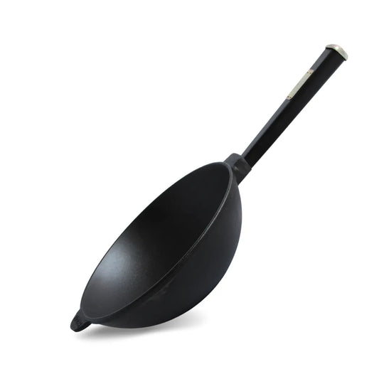 Cast Iron Wok with Wooden Handle 2.2 L