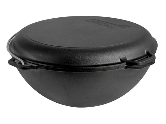 Cast Iron Asian Cauldron with Skillet Grill Lid 12 L